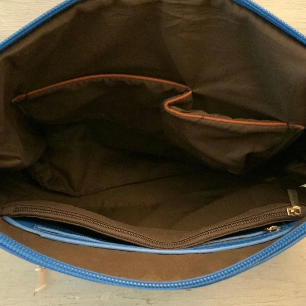Electric Blue Faux Leather Crossbody Shoulder Bag‎ Purse Like New